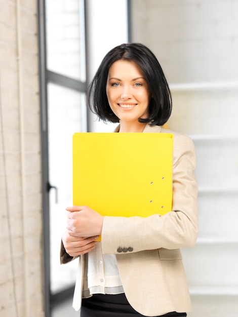 bright picture of beautiful woman with folder