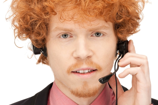 bright picture of friendly male helpline operator