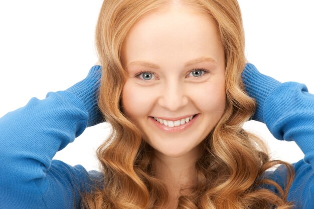 bright picture of happy and smiling woman