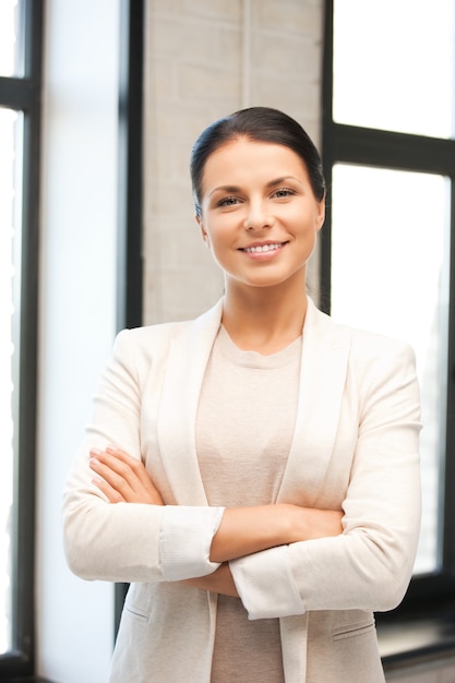 bright picture of happy and smiling woman