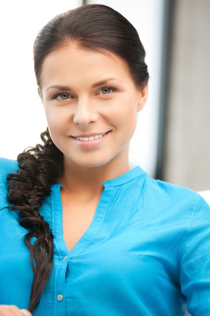 bright picture of happy and smiling woman