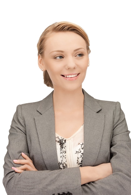 bright picture of happy and smiling woman