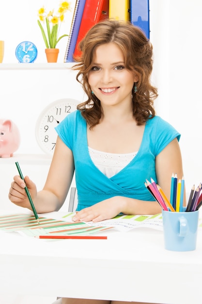 bright picture of happy and smiling woman