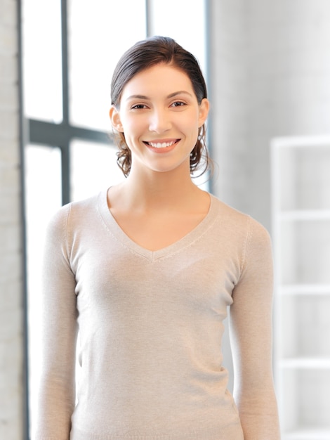 bright picture of happy and smiling woman