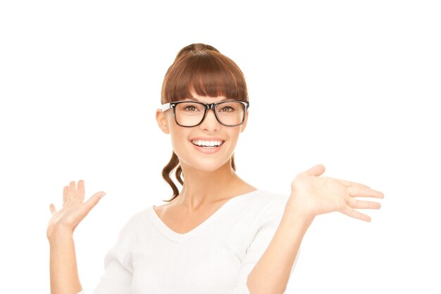 bright picture of happy woman over white