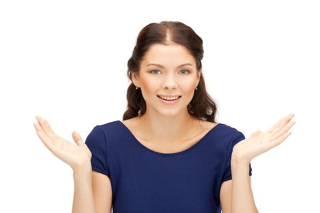 bright picture of happy woman with expression of surprise