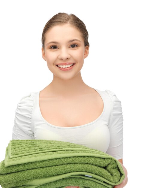 bright picture of lovely girl with towels.