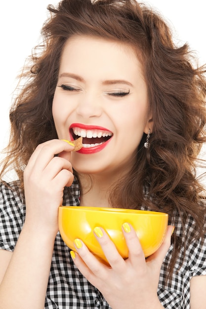 bright picture of lovely housewife with cup