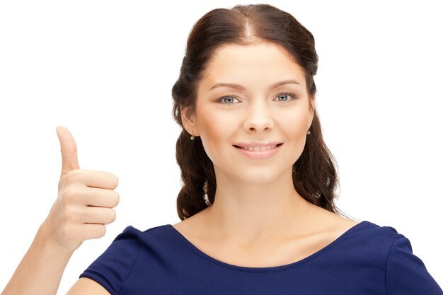 bright picture of lovely teenage girl with thumbs up