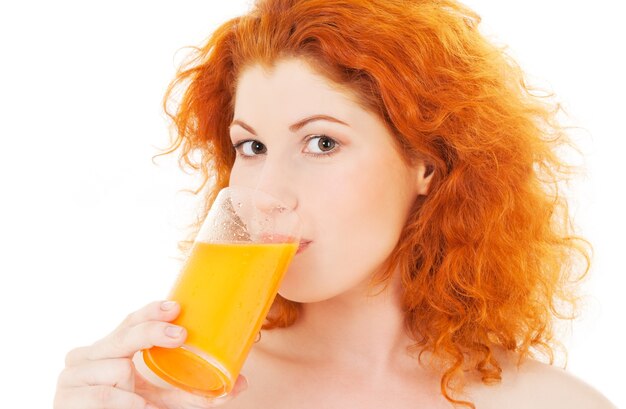 bright picture of lovely woman with glass of juice