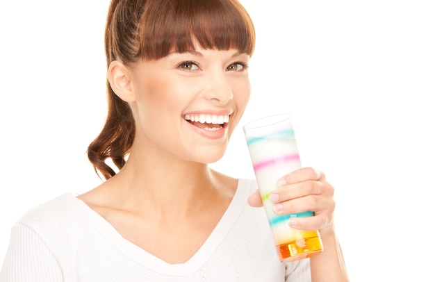 bright picture of lovely woman with glass of milk