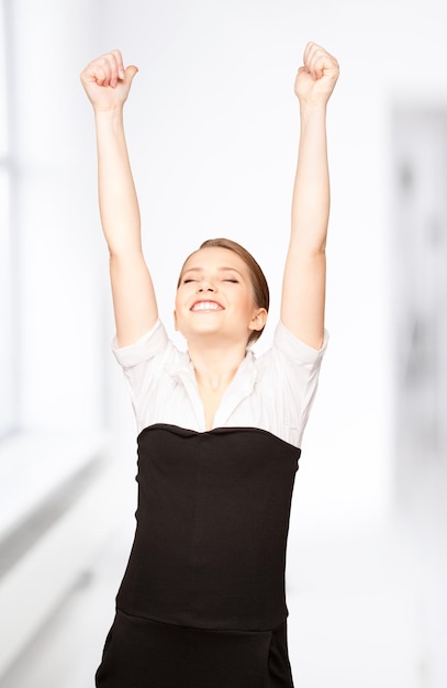 bright picture of lovely woman with thumbs up