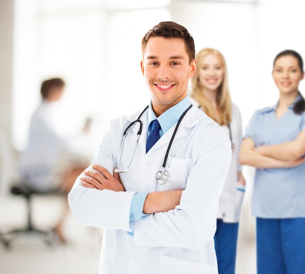 bright picture of male doctor with stethoscope