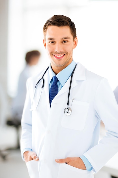 bright picture of male doctor with stethoscope