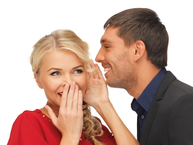 bright picture of man and woman spreading gossip