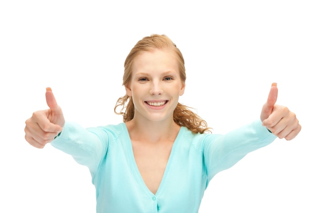 bright picture of teenage girl with thumbs up