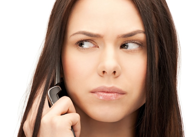 bright picture of woman with cell phone