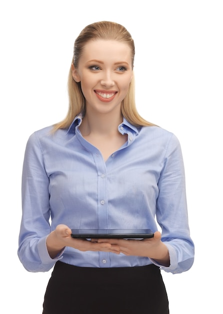 bright picture of woman with tablet pc