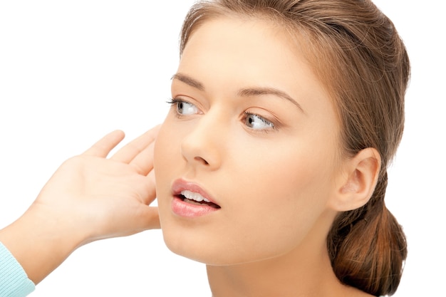 bright picture of young woman listening gossip