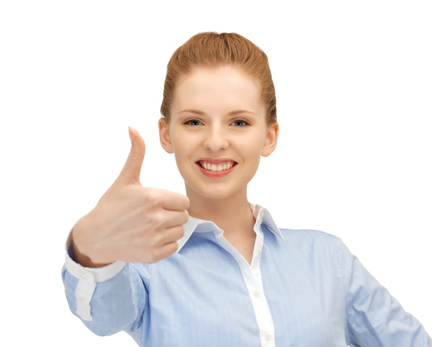 bright picture of young woman with thumbs up