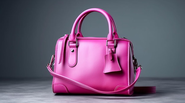 A bright pink bag with the word love on it