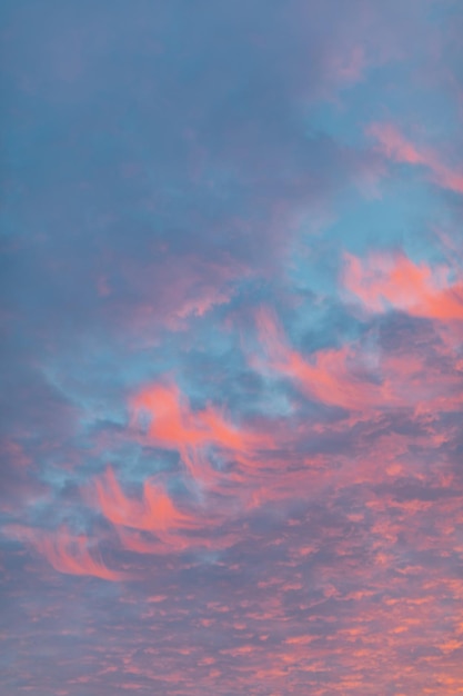 明るいピンクブルーの美しい夕方の空