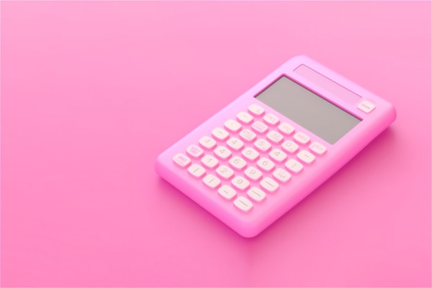 Photo bright pink calculator on monochrome pink background pink tax gender based price marketing generative ai