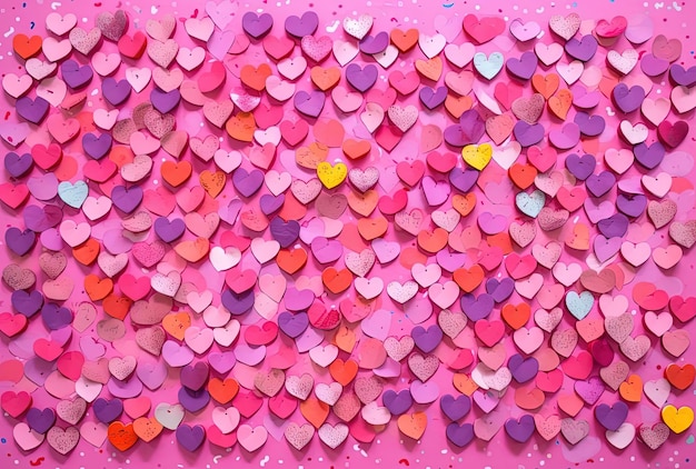 bright pink colored paper hearts