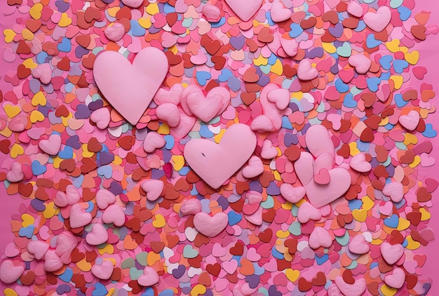 bright pink colored paper hearts