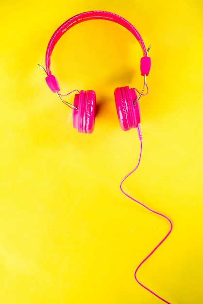 Bright pink headphones
