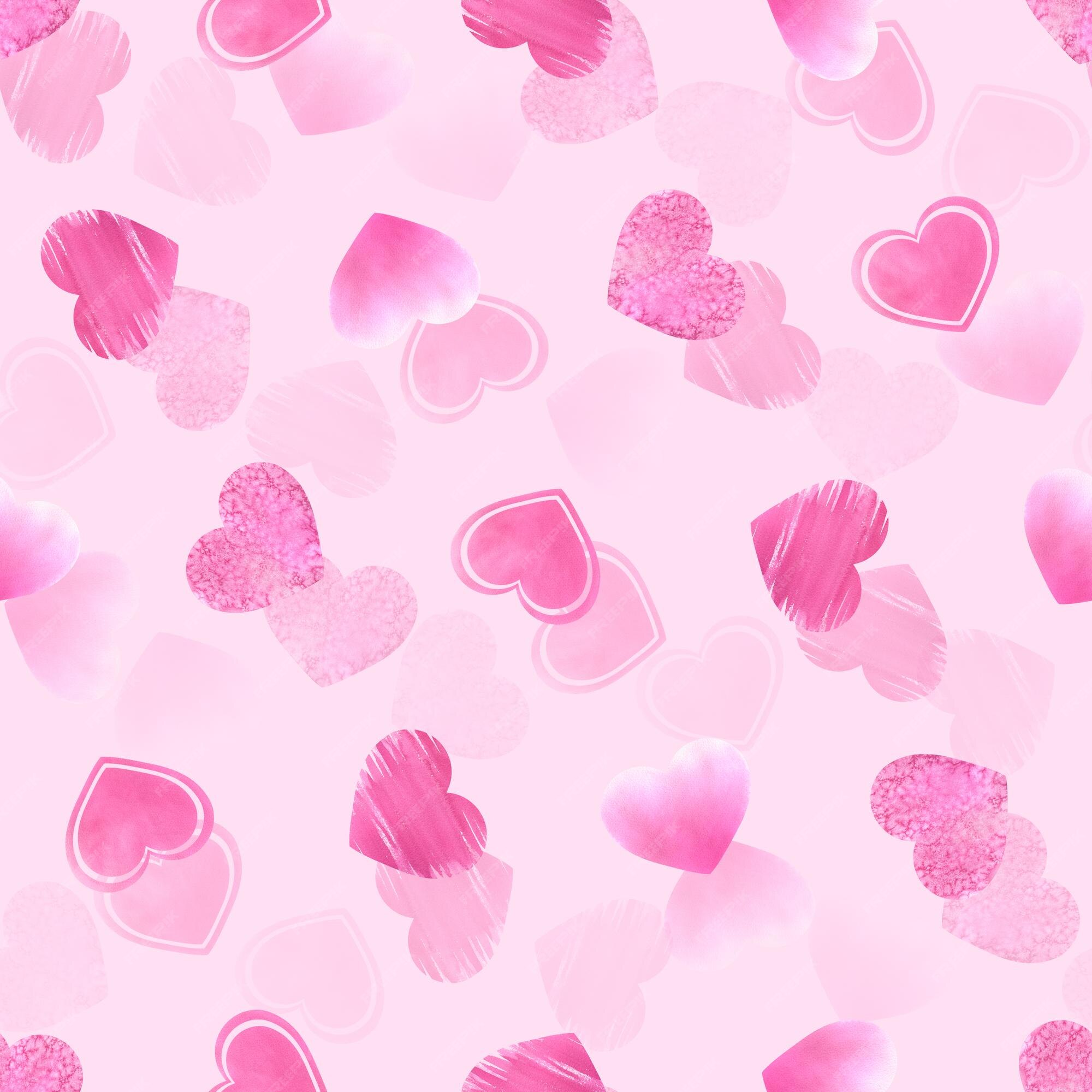 Premium Photo | Bright pink hearts of different textures on a pink ...