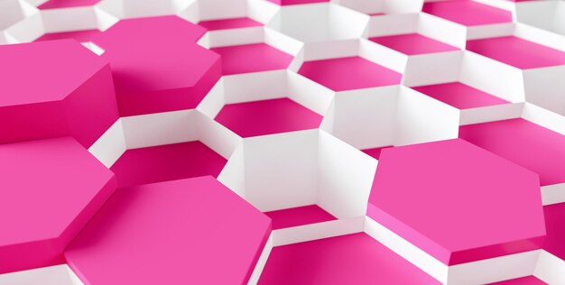 bright pink Hexagon honeycomb Background - 3D rendering - Illustration