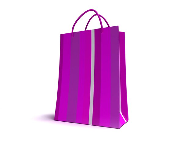 Bright pink striped shopping bag