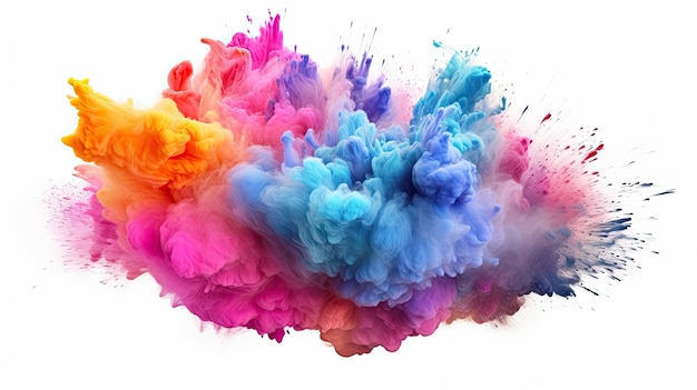 The bright powder exploding Take flight with this lovely powder in a rainbow of hues The dazzling color powder cloud on a white background