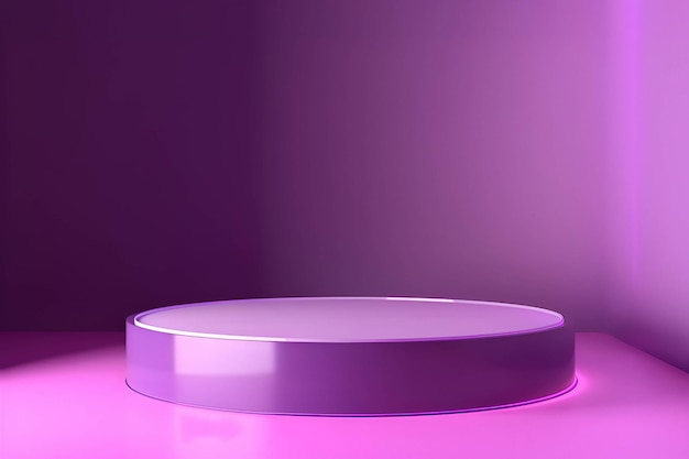 Bright purple podium geometric mockup generative AI 2