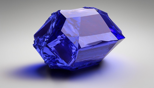 明るい生の青いタンザナイト石白背景 hd AI 生成画像