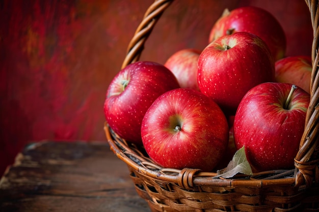 Photo bright red apple basket generate ai