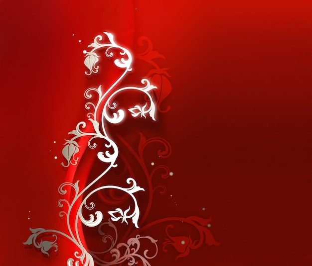 Bright red background with gold floral ornament