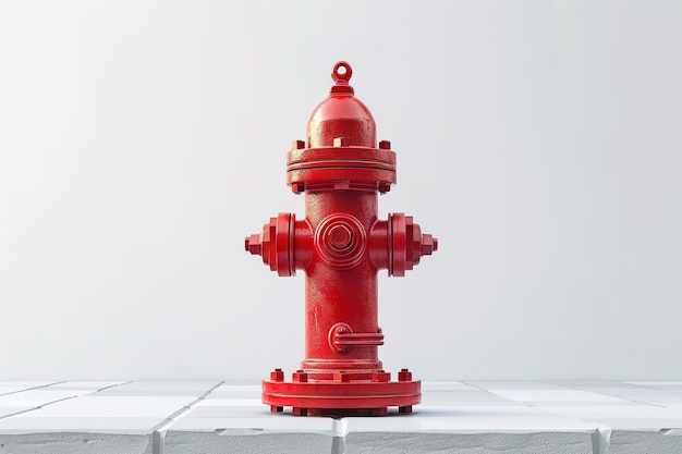 A bright red fire hydrant stands isolated on a white background