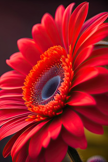 Ярко-красный цветок герберы крупным планом
