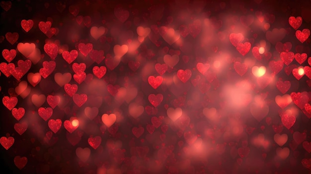 Photo bright red hearts abstract background