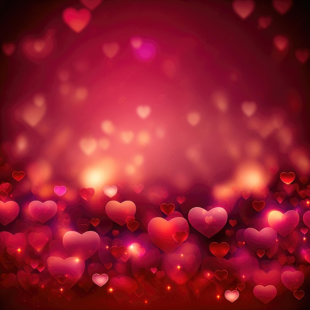 Bright red hearts abstract background