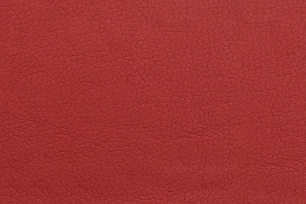 Bright red leather background. Textural surface with a pattern.