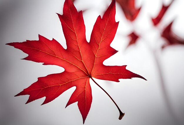 Photo bright red maple leaf on a white background