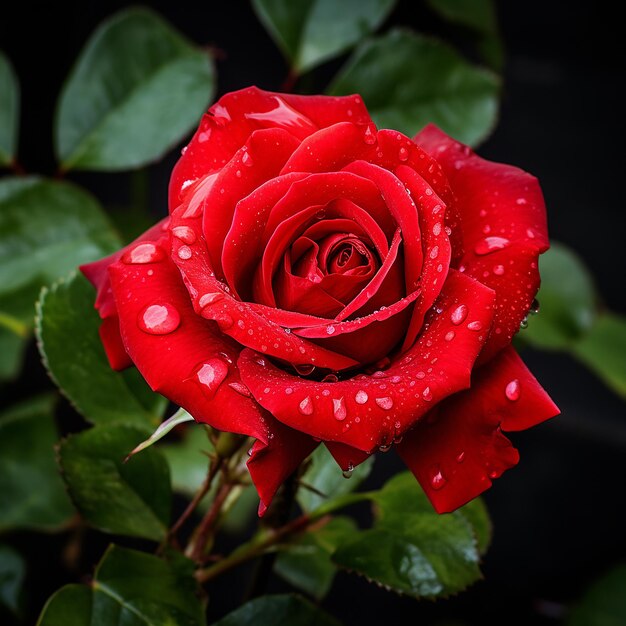 Bright Red Rose Against Twilight