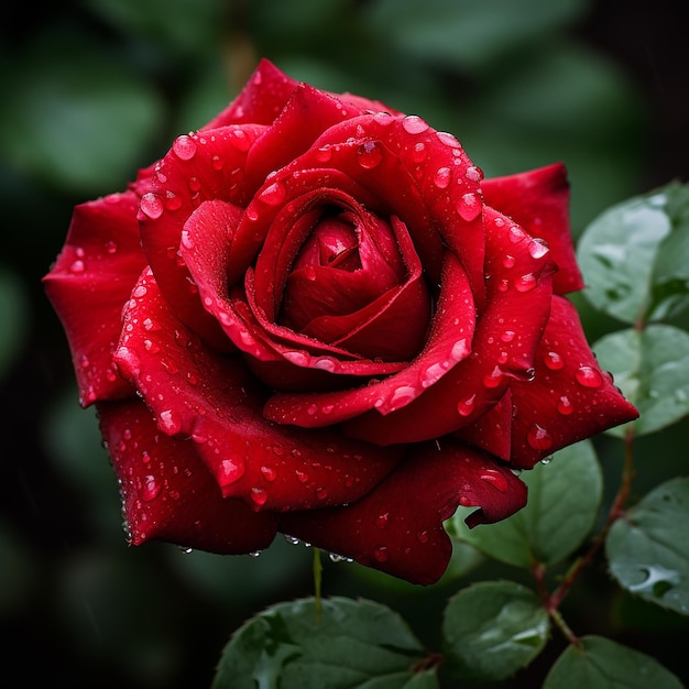 Bright Red Rose in Dramatic Contrast