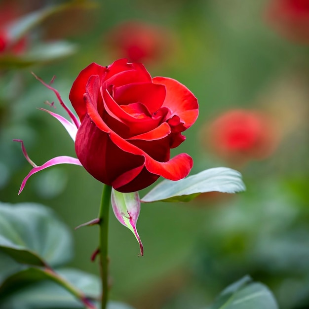 bright red rose in the garden AI_Generated