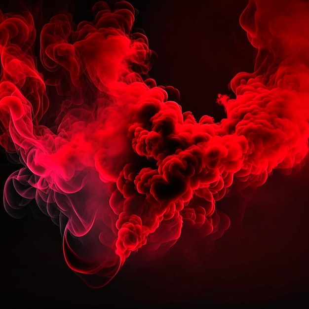 Bright red smoke waves on black background