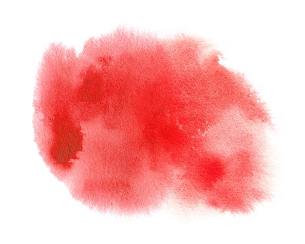 Photo bright red watercolor background stain with watercolor paint blotch, brush strokes