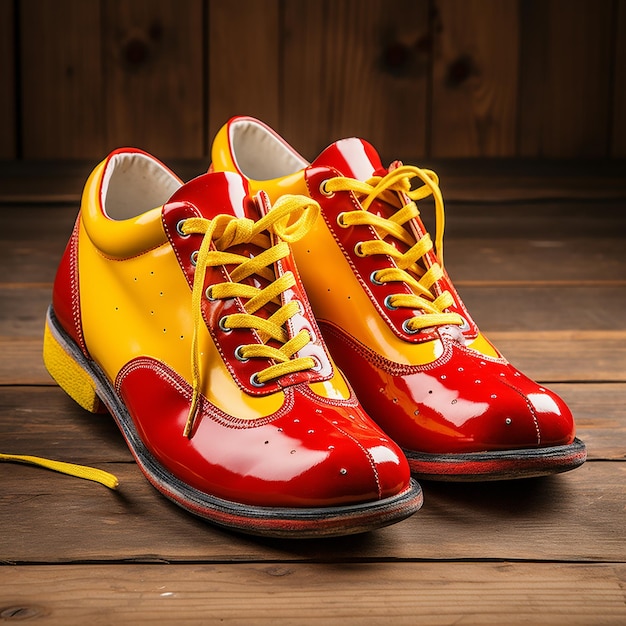 Bright Red and Yellow Clown Shoes Stealing the Show